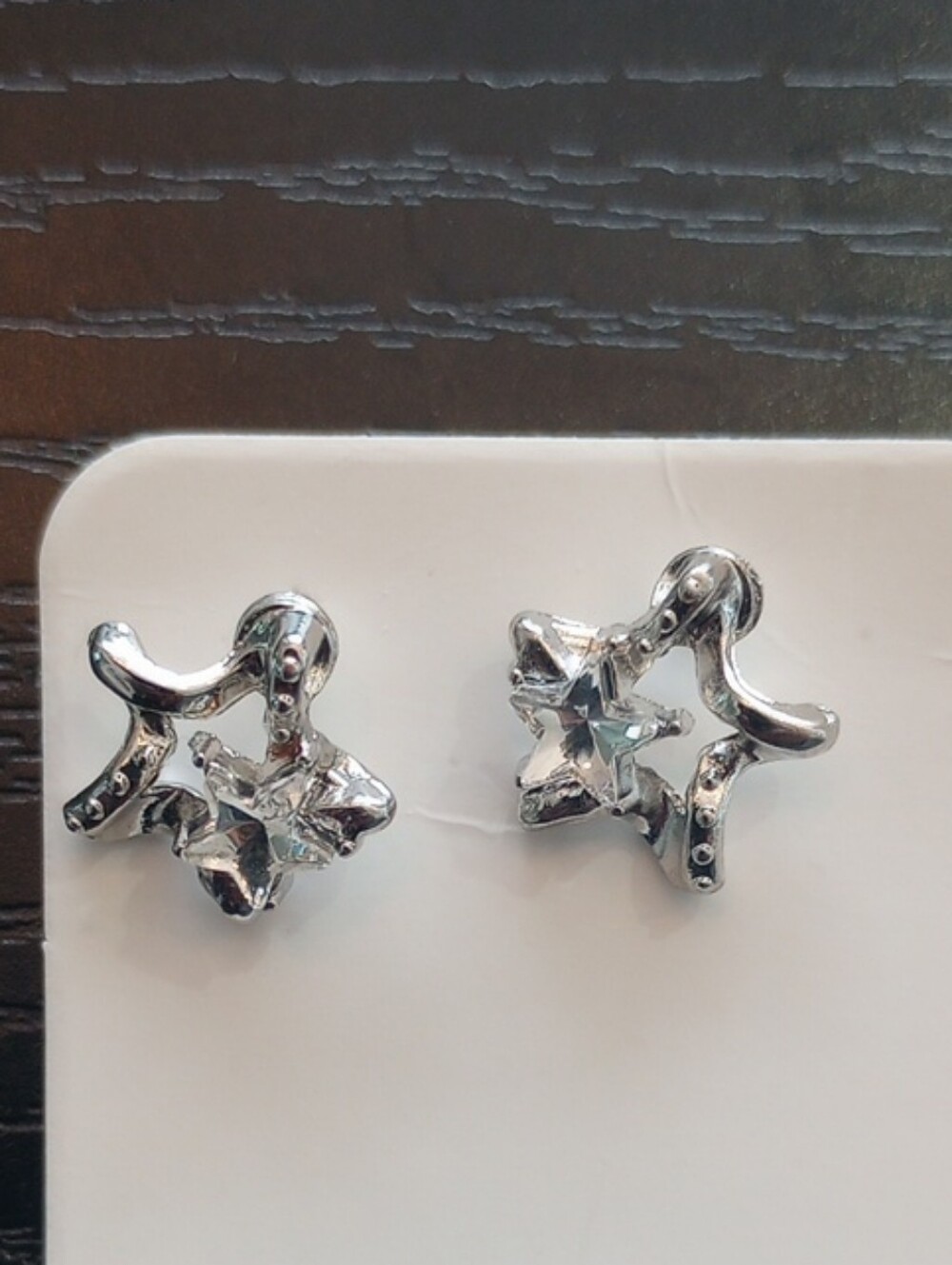 Silver Tone Star Stud Earrings